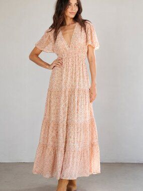 A COLLECTIVE STORY NWT Romantic Floral Maxi Dress Cottagecore Prairie Boho Tiere
